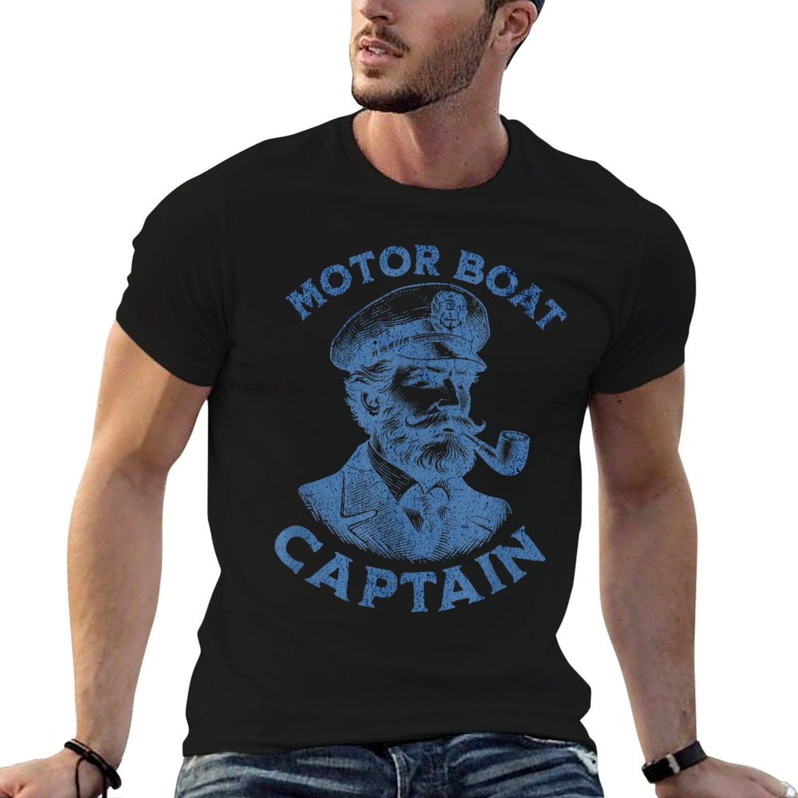 Funny Motor Boat Captain  Summer-ready Fabric T-Shirt