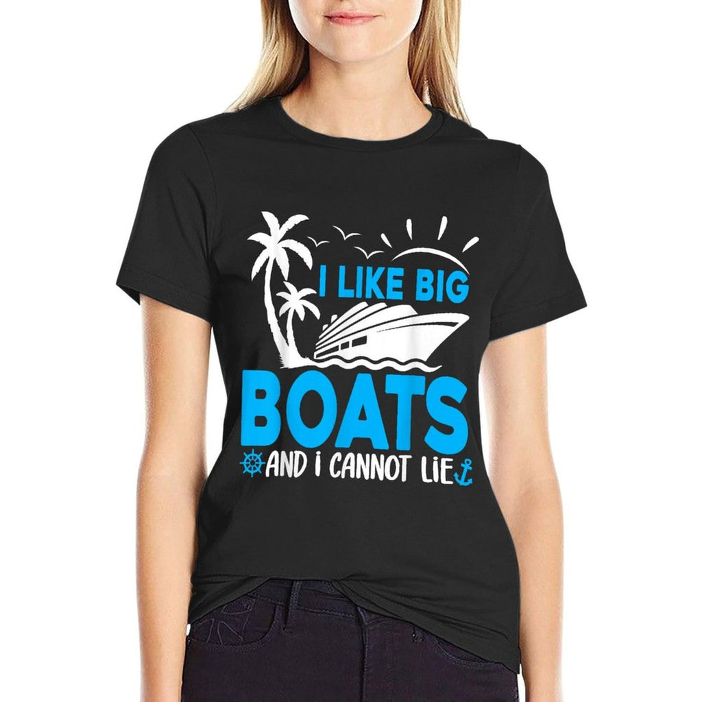 I Like Big Boats And I Cannot Lie Funny Cruise Ship  Heathered Texture T-Shirt