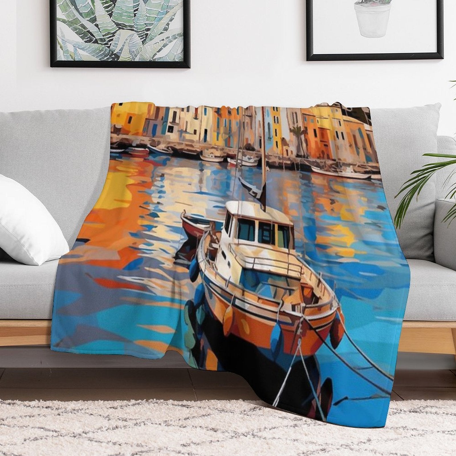 A Pop Art Travel Print of Palermo - Sicily - Italy Machine-washable Throw Blanket