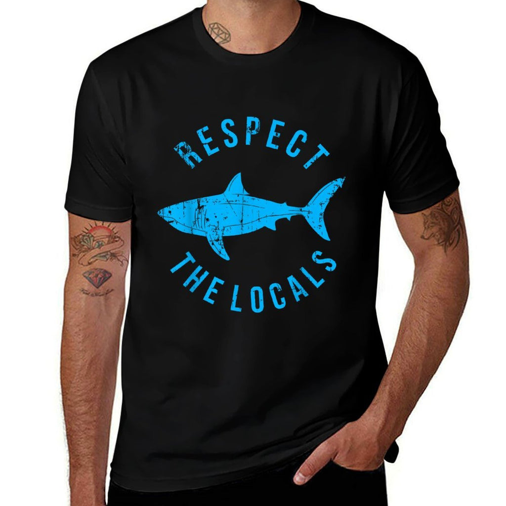 Respect The Locals Shark Ocean Animal Rights Biology Life  Slim-fit Cut T-Shirt