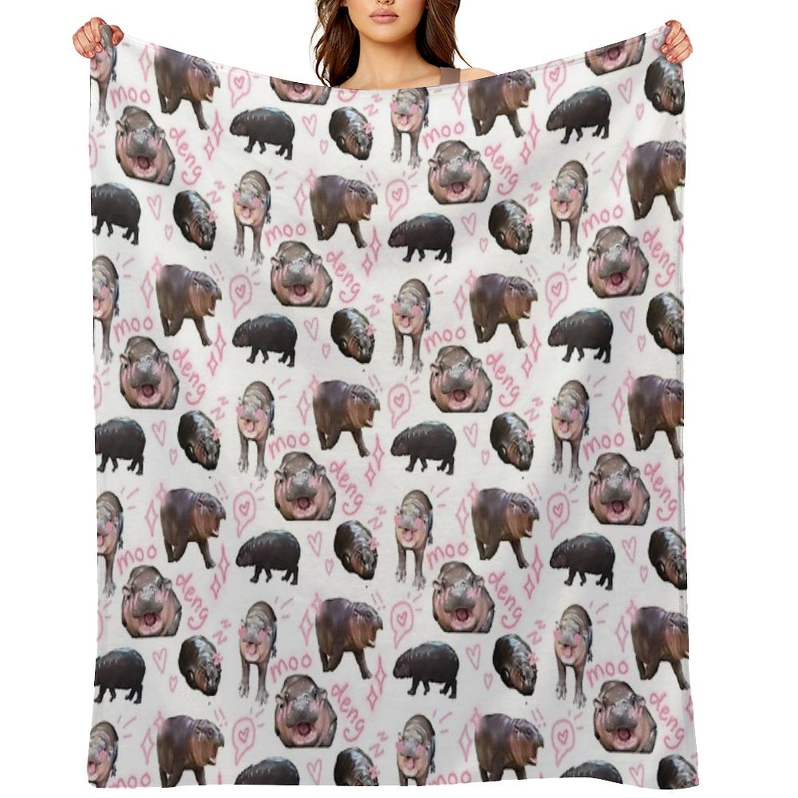 MOO DENG IS SO CUTIE Easy Care Throw Blanket