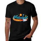 Principal Outer Space School Admin Staff Solar System  Heathered Texture T-Shirt