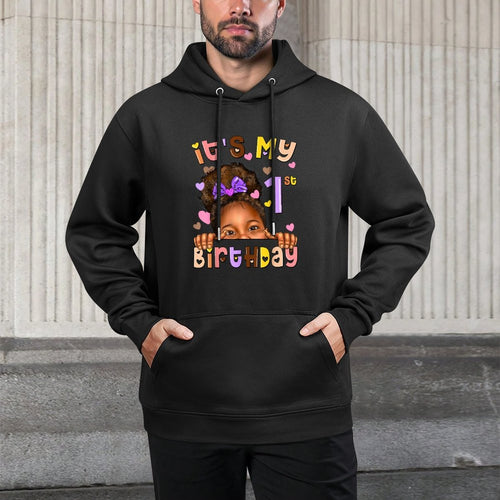 1 Year Old Kids Birthday Black Girl It's My 1st Birthday Casual Wear Hoodie