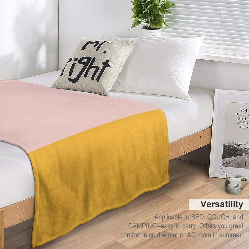 Blush Pink And Mustard Yellow Minimalist Color Block Gift-ready Throw Blanket