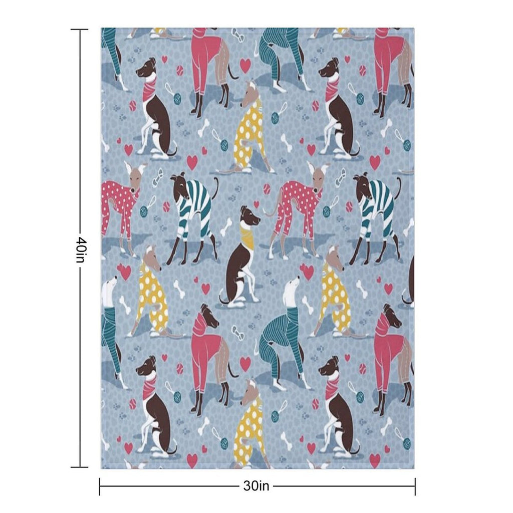 Greyhounds Dogwalk  Pale Blue Background Shrink-resistant Throw Blanket