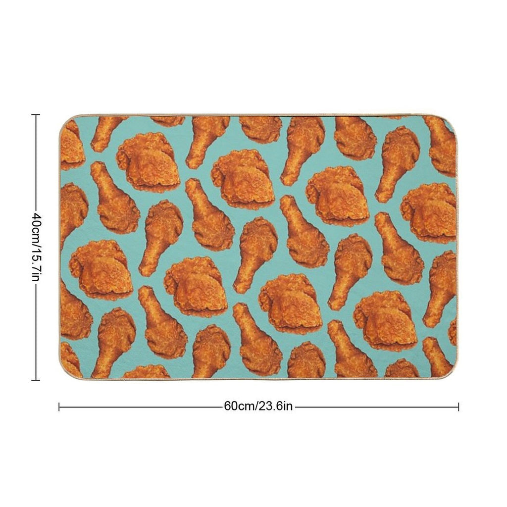 Fried Chicken Pattern - Blue Durable Bath Mat