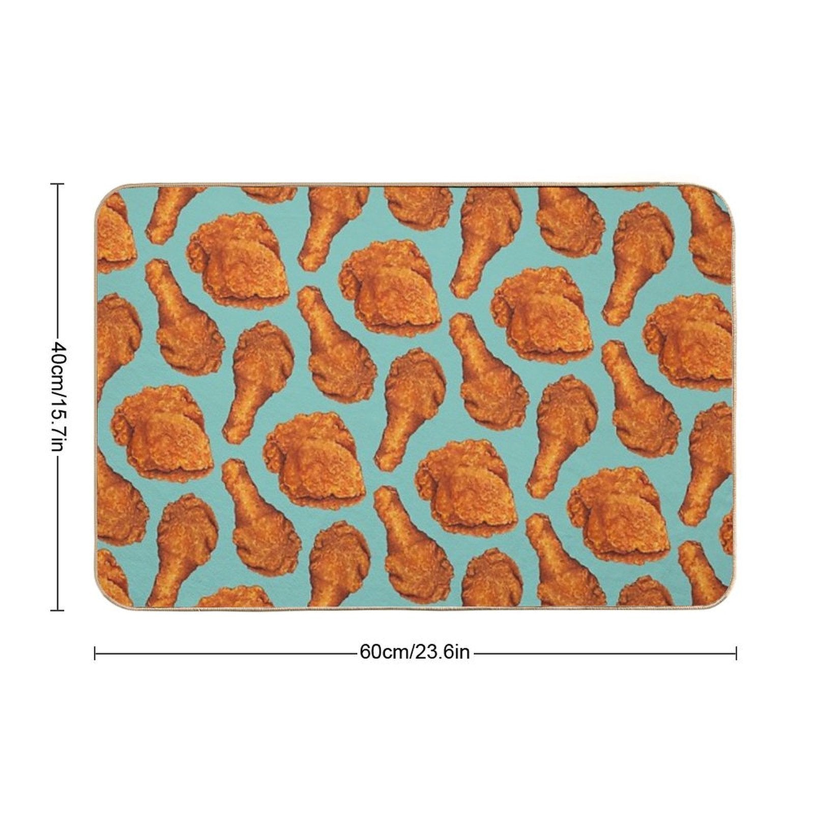 Fried Chicken Pattern - Blue Durable Bath Mat