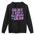 Groovy In My 9th Birthday Era Nine 9 Years Old Birthday Colorfast Hoodie