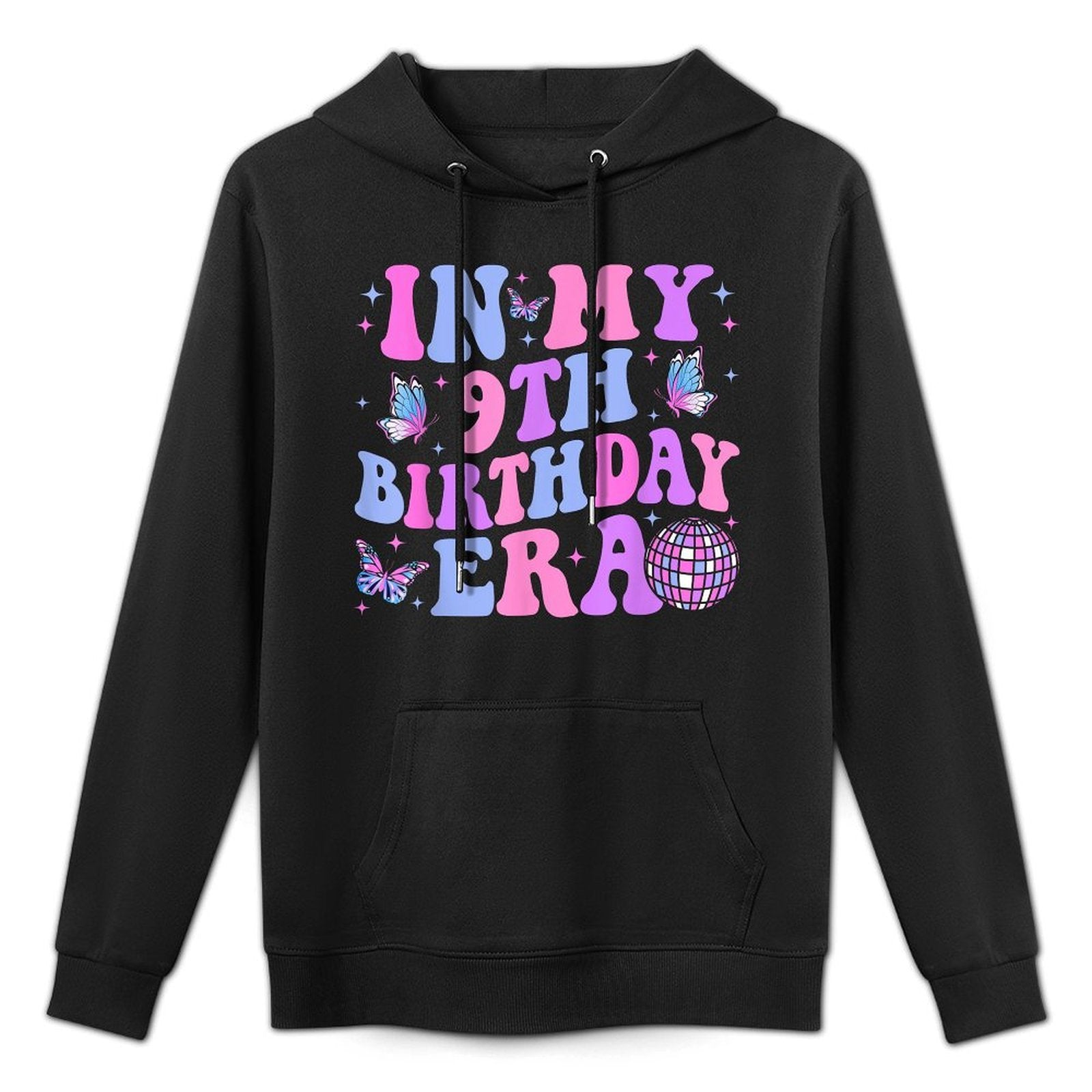 Groovy In My 9th Birthday Era Nine 9 Years Old Birthday Colorfast Hoodie