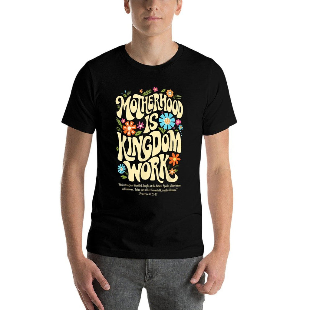 Floral Vintage Motherhood Is Kingdom Work Mama Mothers Day  Polyester Blend T-Shirt