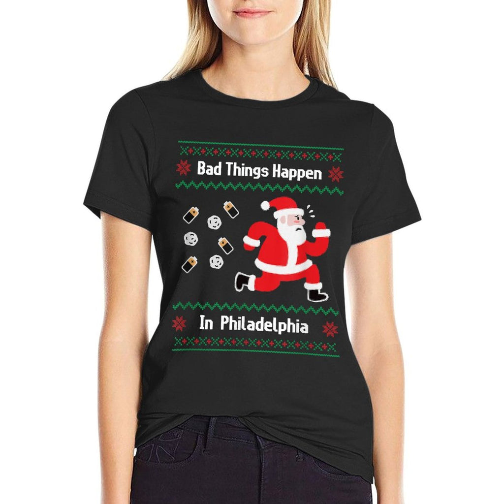 Funny Bad Things Happen in Philadelphia Christmas Sweater  Lightweight T-Shirt