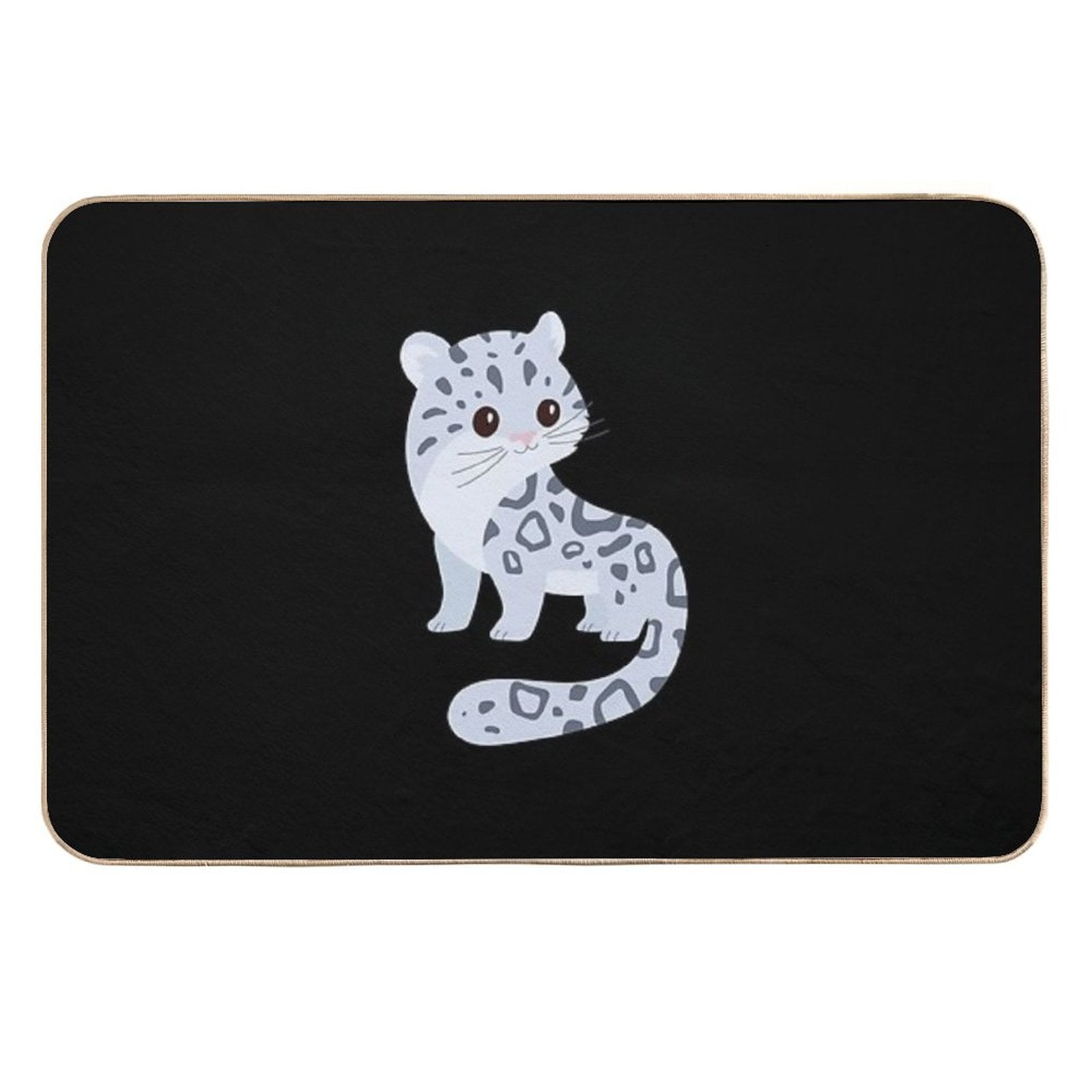 Snow Leopard Cute Kawaii Cartoon Illustration For Kids  Pet-Safe Bath Mat