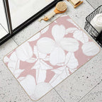 Dogwood Branch with Flowers Seamless Pattern. Cornus Florida.  Line Drawing.  Dirt-Trapping Bath Mat