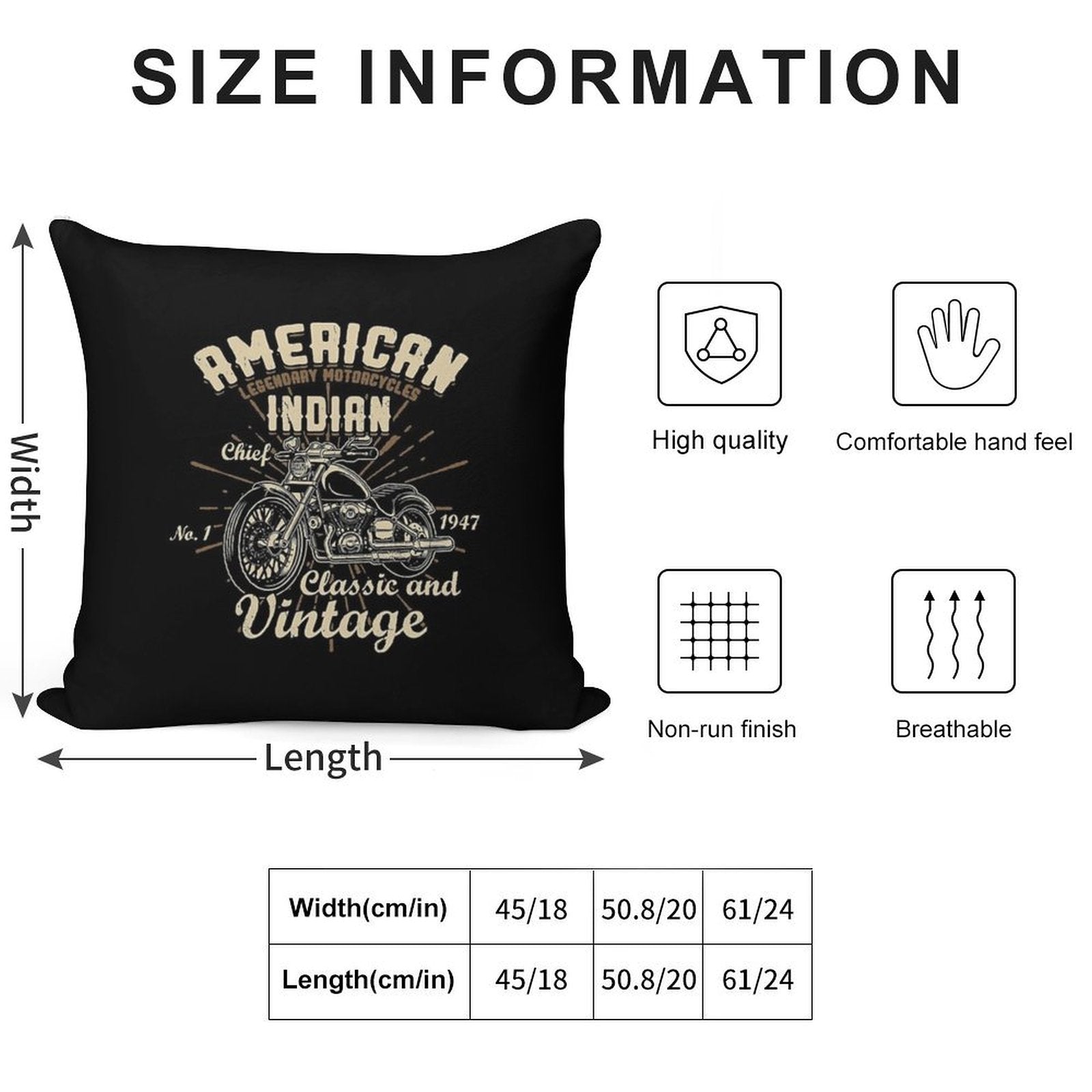 American Legendary Motorcycles Indian Chief No 1 1947 Classic And Vintage Soft Fade-Resistant Throw Pillow