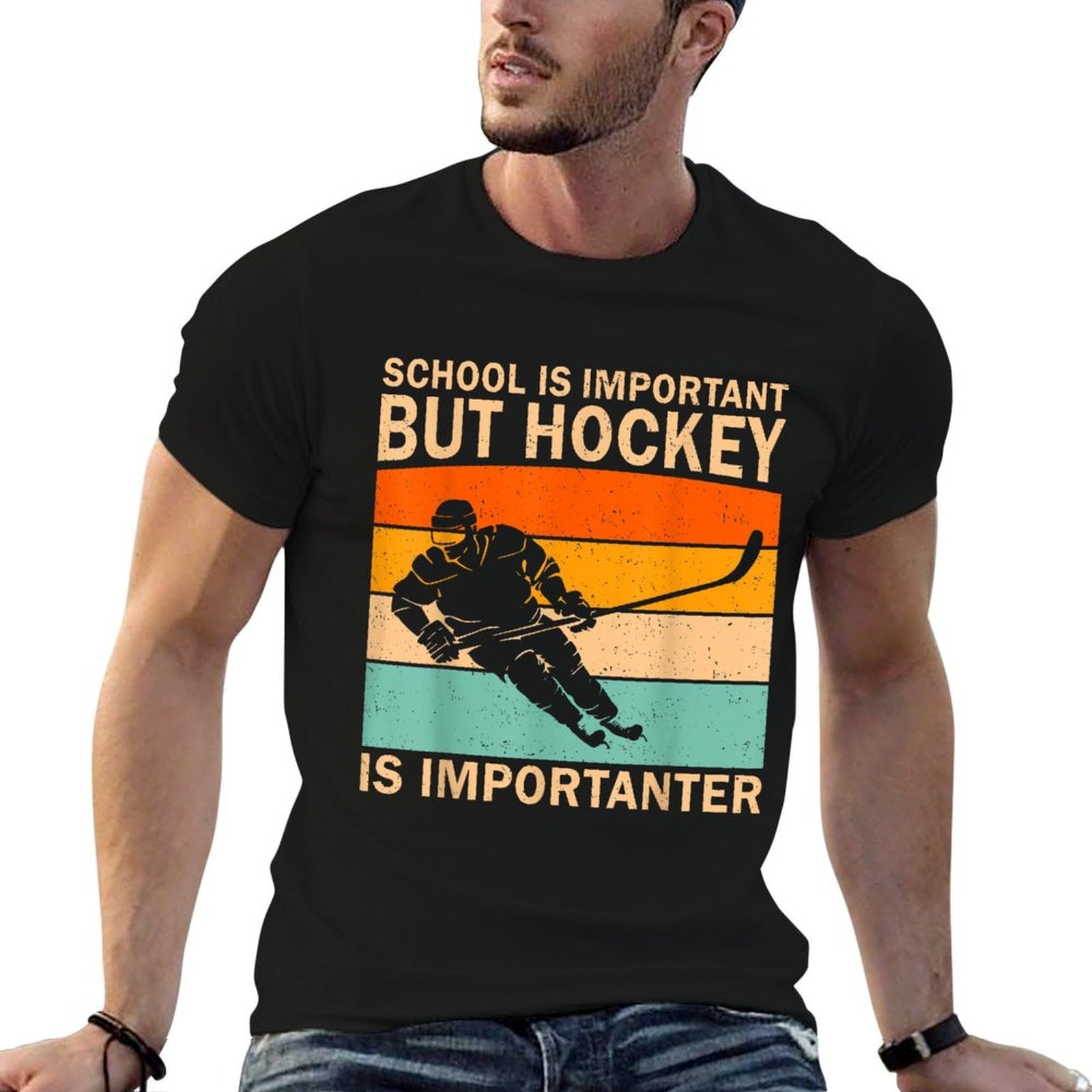 Funny Hockey Art For Boys Men Womenns Kids Ice Hockey  Durable T-Shirt