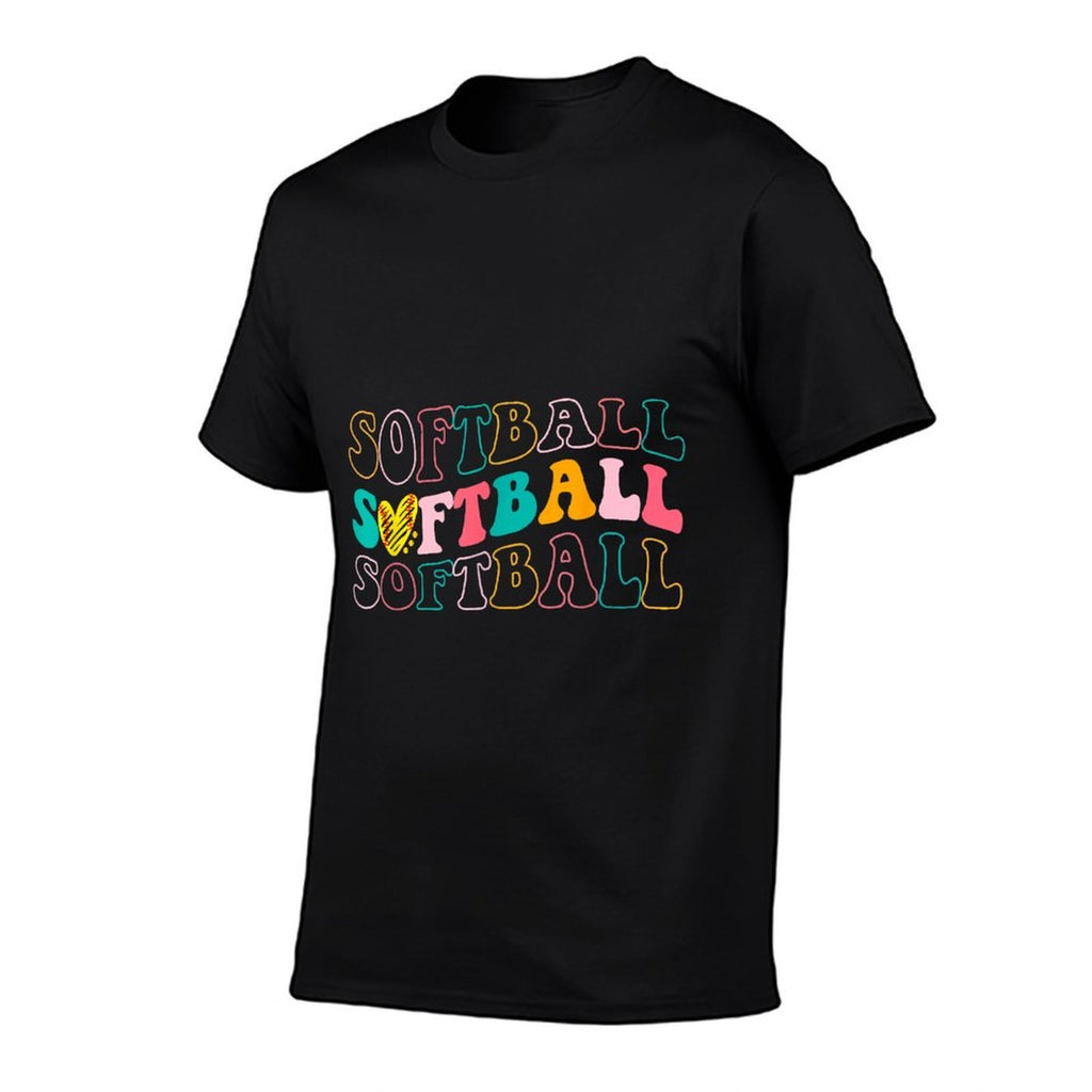 Groovy Love Heart Softball Player Funny Softball Baseball  Breathable T-Shirt
