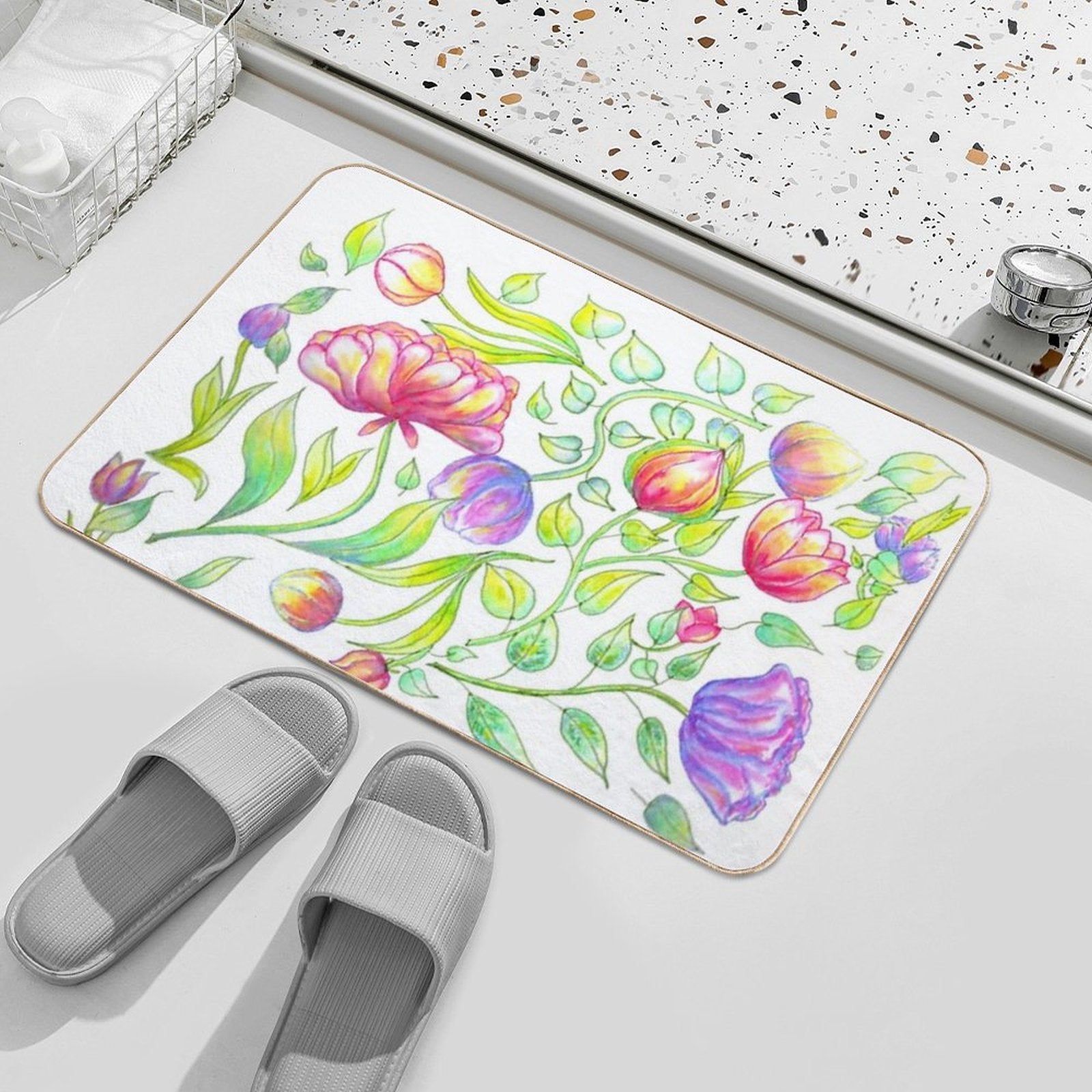 Flower Pattern  Non-Slip Bath Mat