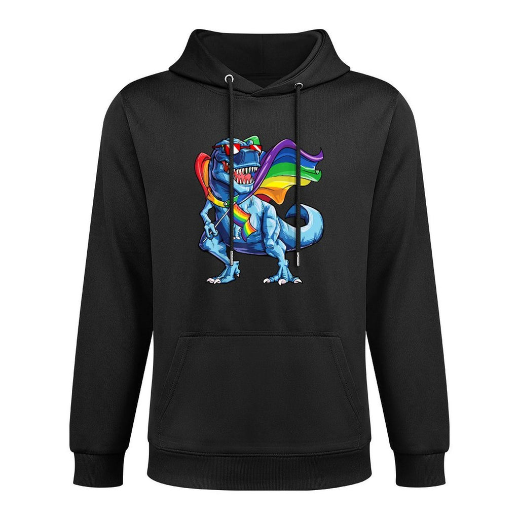 Dinosaur Gay Pride LGBT Rainbow T-rex Sunglasses LGBTQ Easy Care Hoodie