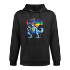 Dinosaur Gay Pride LGBT Rainbow T-rex Sunglasses LGBTQ Easy Care Hoodie