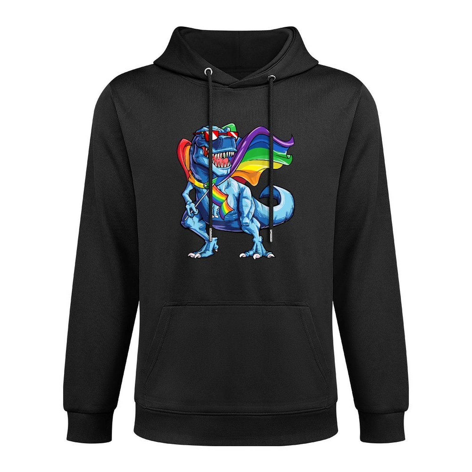 Dinosaur Gay Pride LGBT Rainbow T-rex Sunglasses LGBTQ Easy Care Hoodie