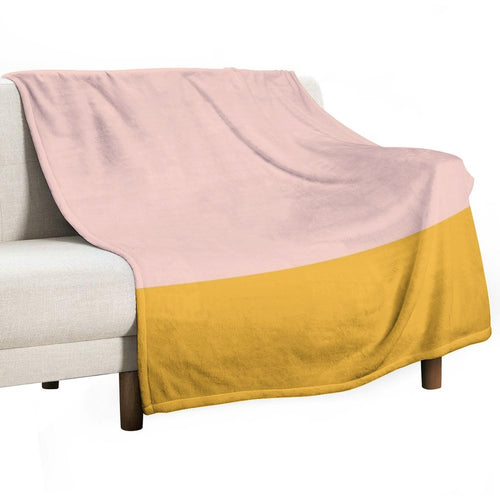 Blush Pink And Mustard Yellow Minimalist Color Block Gift-ready Throw Blanket