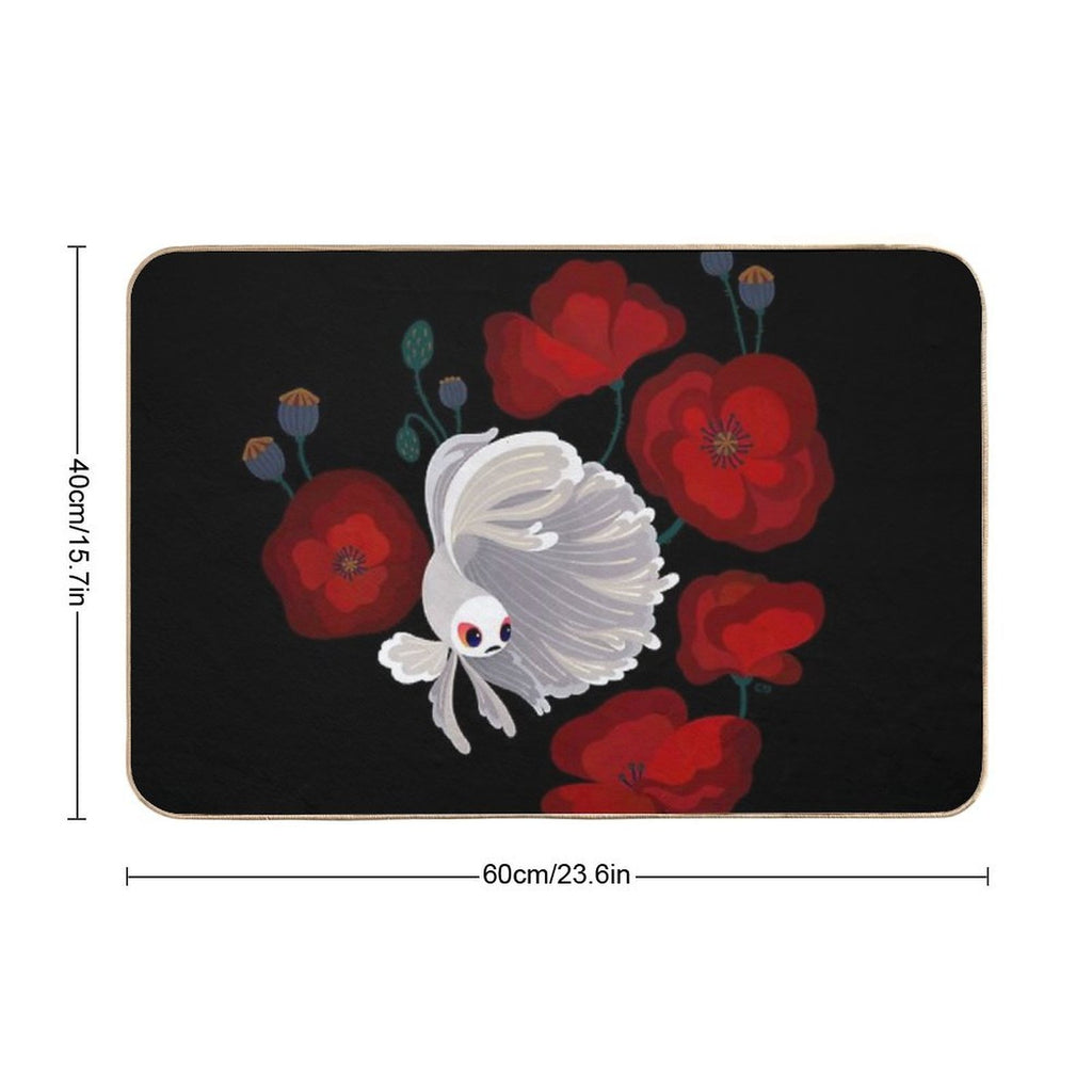 Bettas And Poppies  Easy To Clean Bath Mat