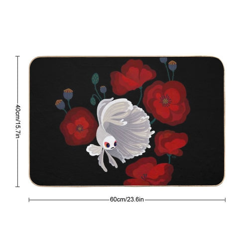 Bettas And Poppies  Easy To Clean Bath Mat