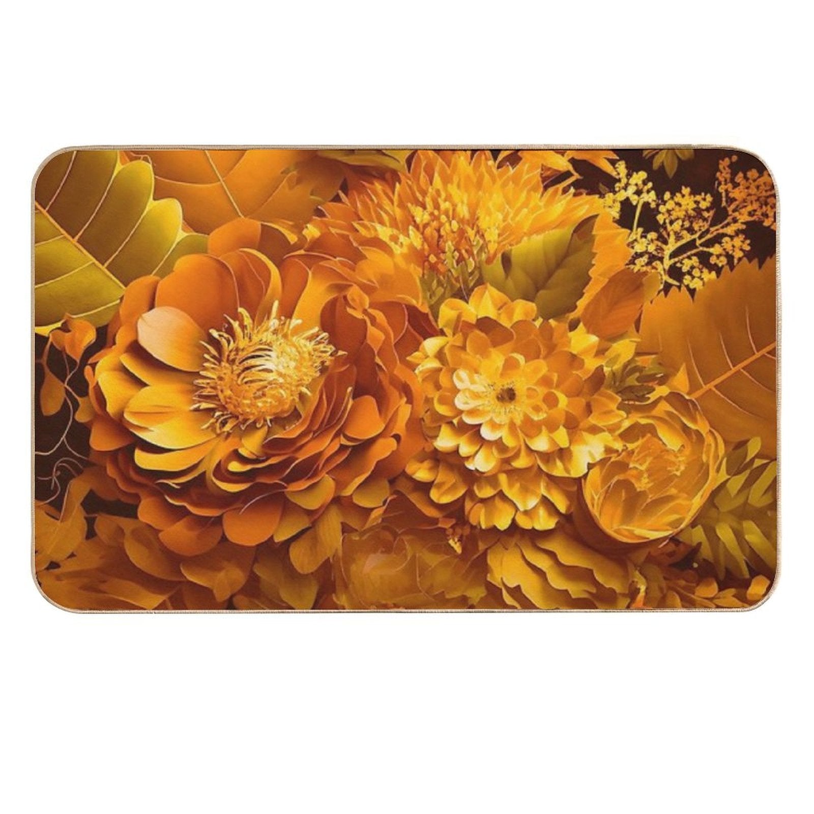 Bouquet of Gold Flowers  Odorless Bath Mat