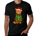 Orange Tabby Cat Christmas Lights Funny Santa Holiday Cats  Breathable T-Shirt