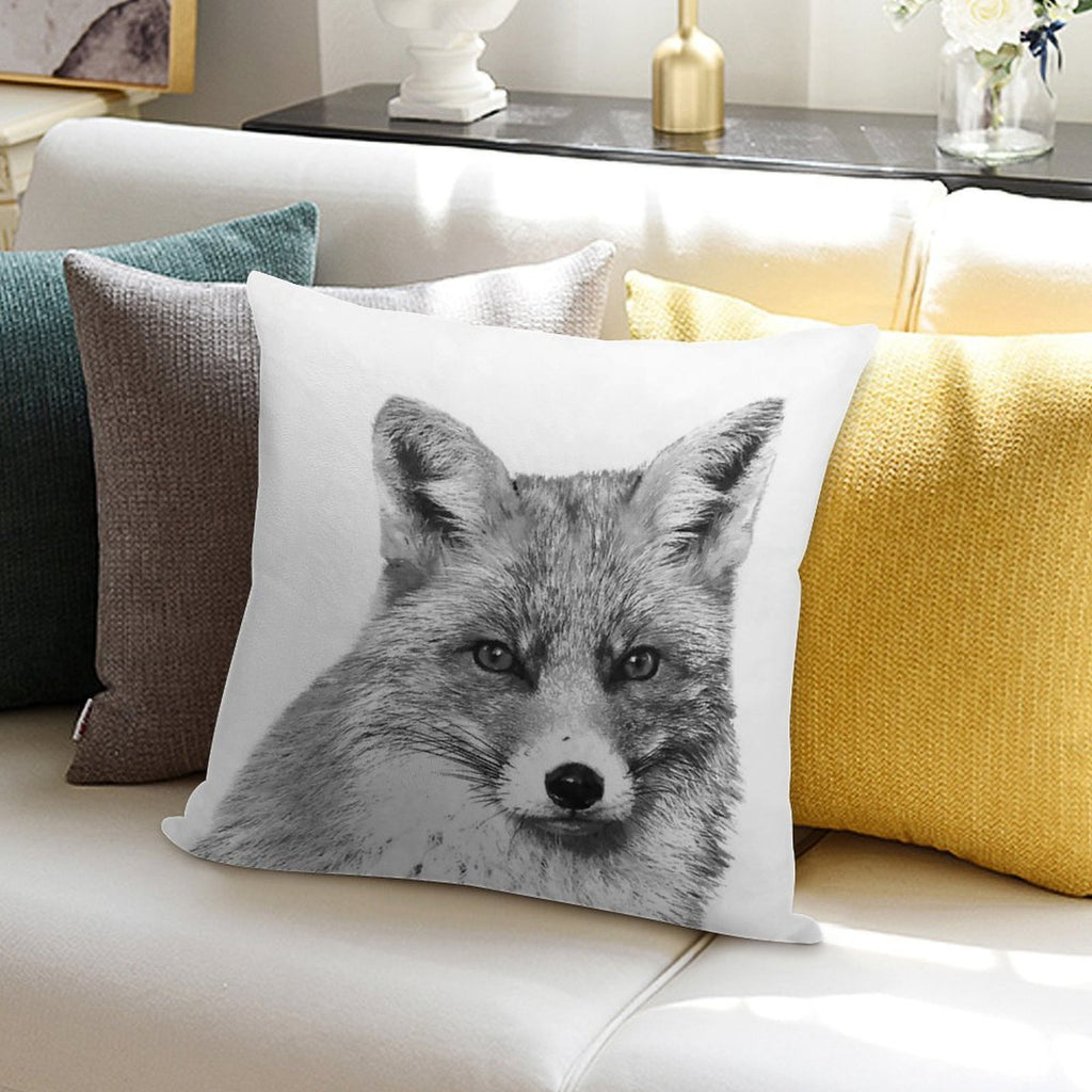 Black And White Fox Soft Warmth Comfort Throw Pillow