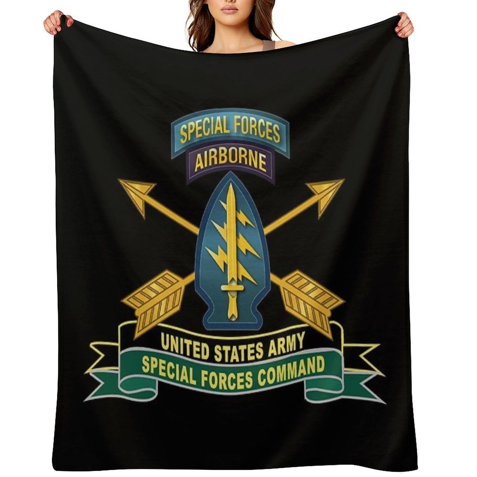 Army - US Army Special Forces Command - SSI W Br - Ribbon X 300 Compact Throw Blanket
