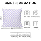 White And Pale Lavender Violet Checkerboard Soft Shrink-Resistant Throw Pillow