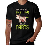 I Dont Eat Anything That Farts Vegan Vegetarian Cows  Trendy Pattern T-Shirt