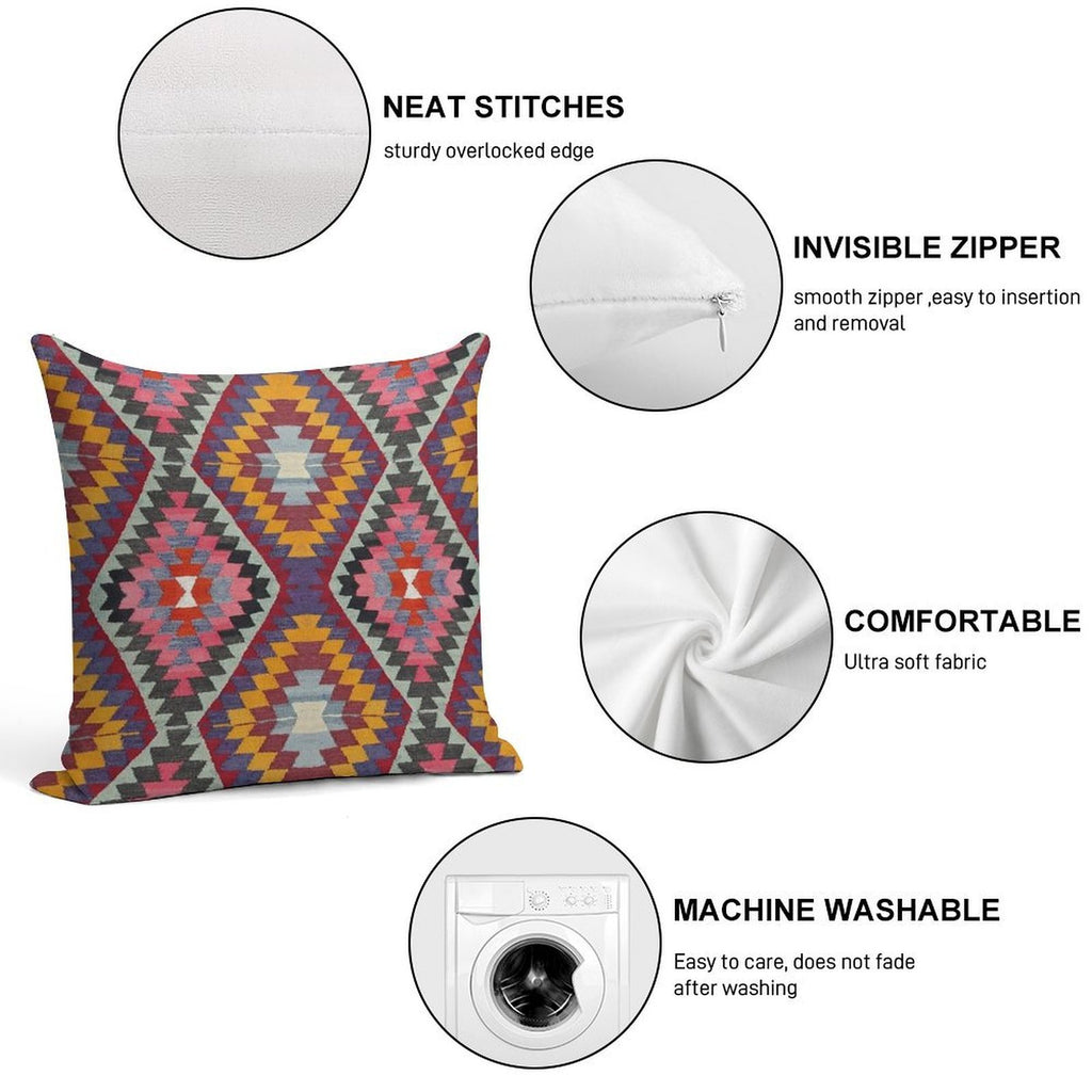 Turkish Kilim Soft Washable Throw Pillow