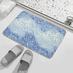 Abstract Linocut Ocean Wave Pattern  Repositionable Bath Mat