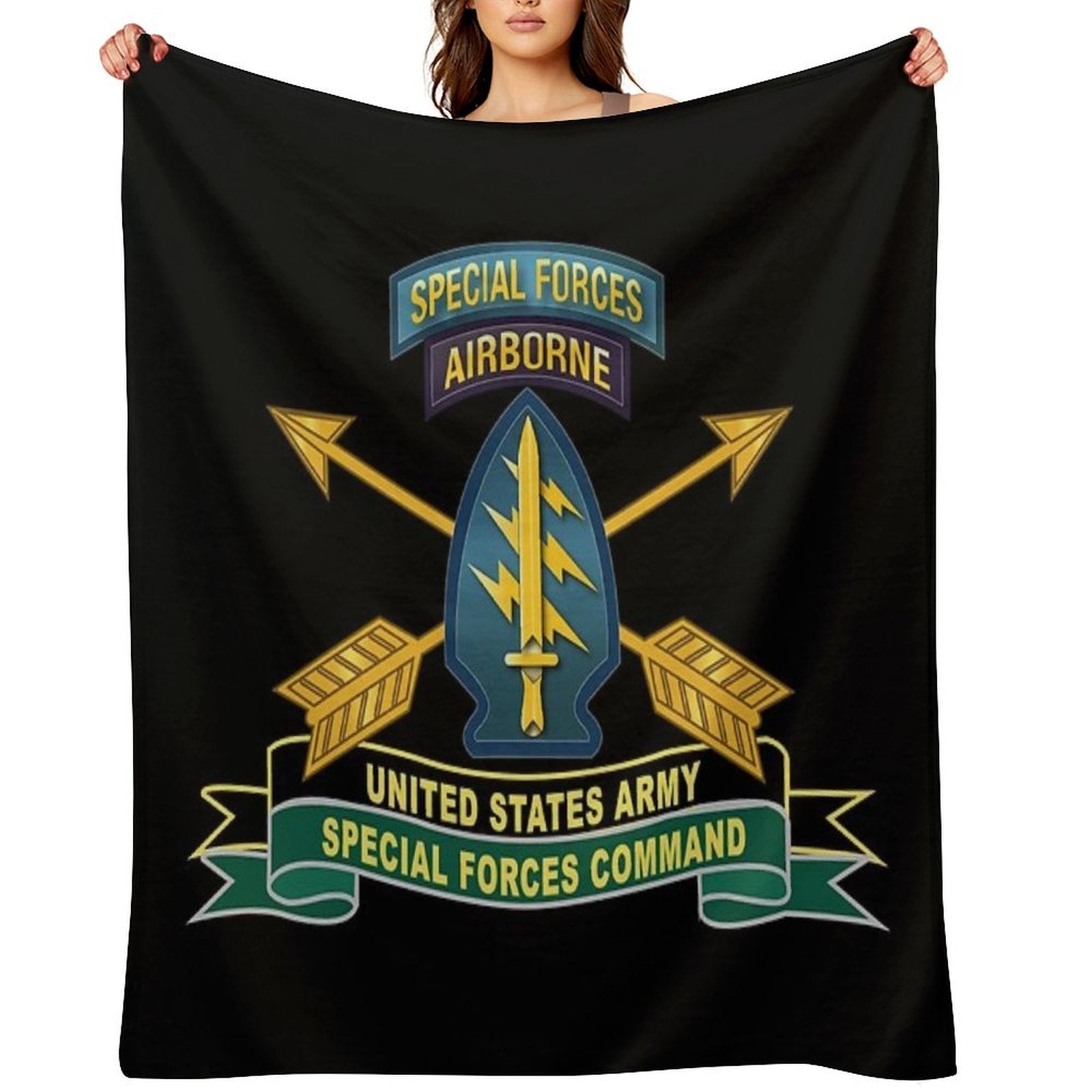 Army - US Army Special Forces Command - SSI W Br - Ribbon X 300 Compact Throw Blanket