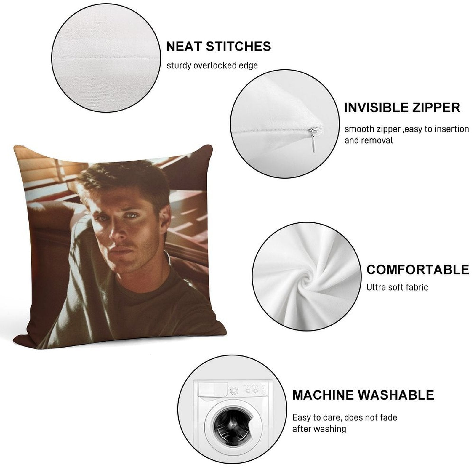 Jensen Ackles Soft Ultra-Soft Texture Throw Pillow