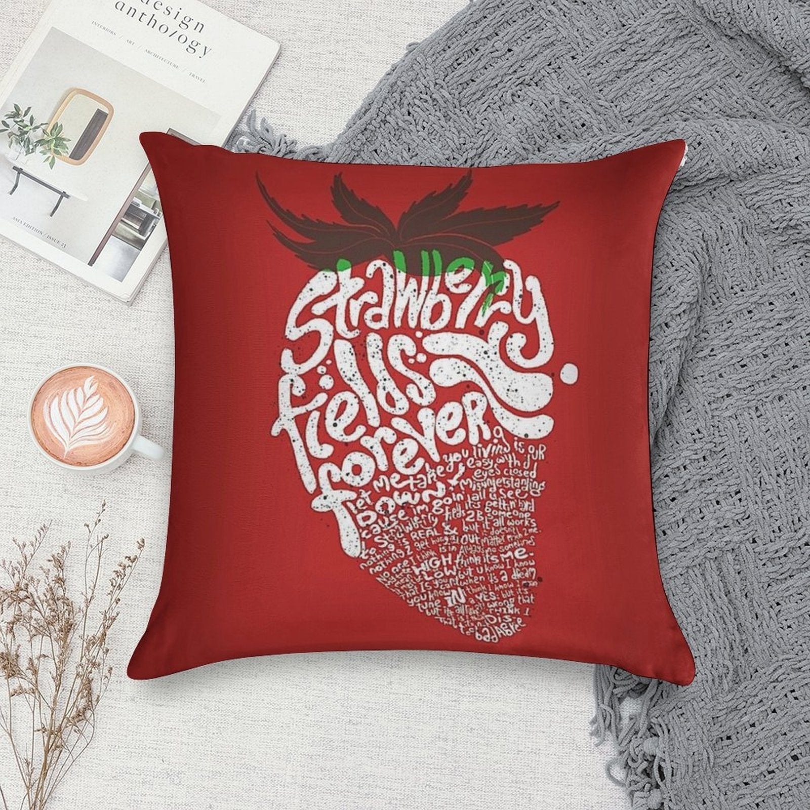 Strawberry Fields Forever Soft Ultra-Soft Texture Throw Pillow