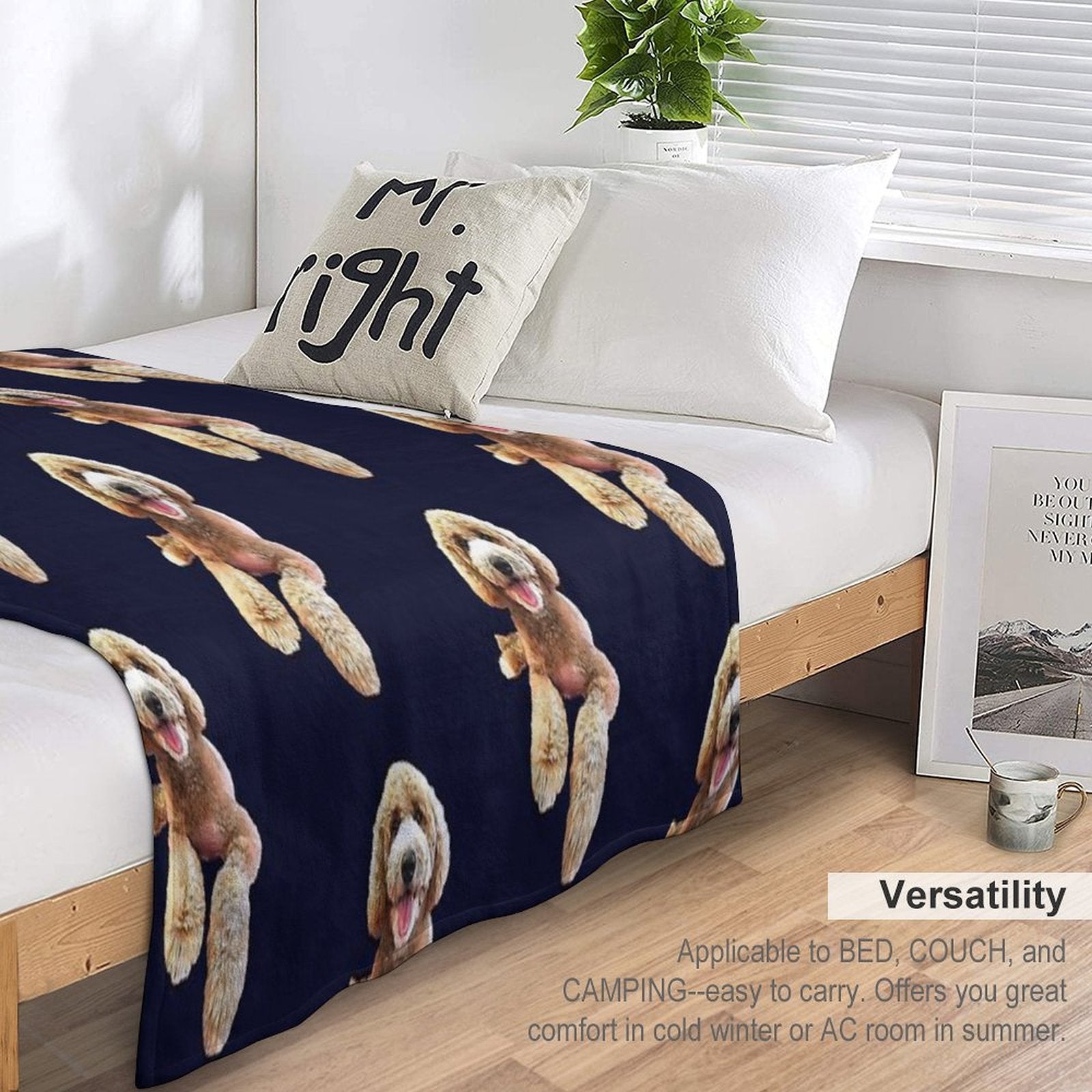 Labradoodle Cute Cartoon Dog Lightweight Throw Blanket