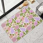 Soft Romantic Pastel Botanicals  Fade-Resistant Bath Mat
