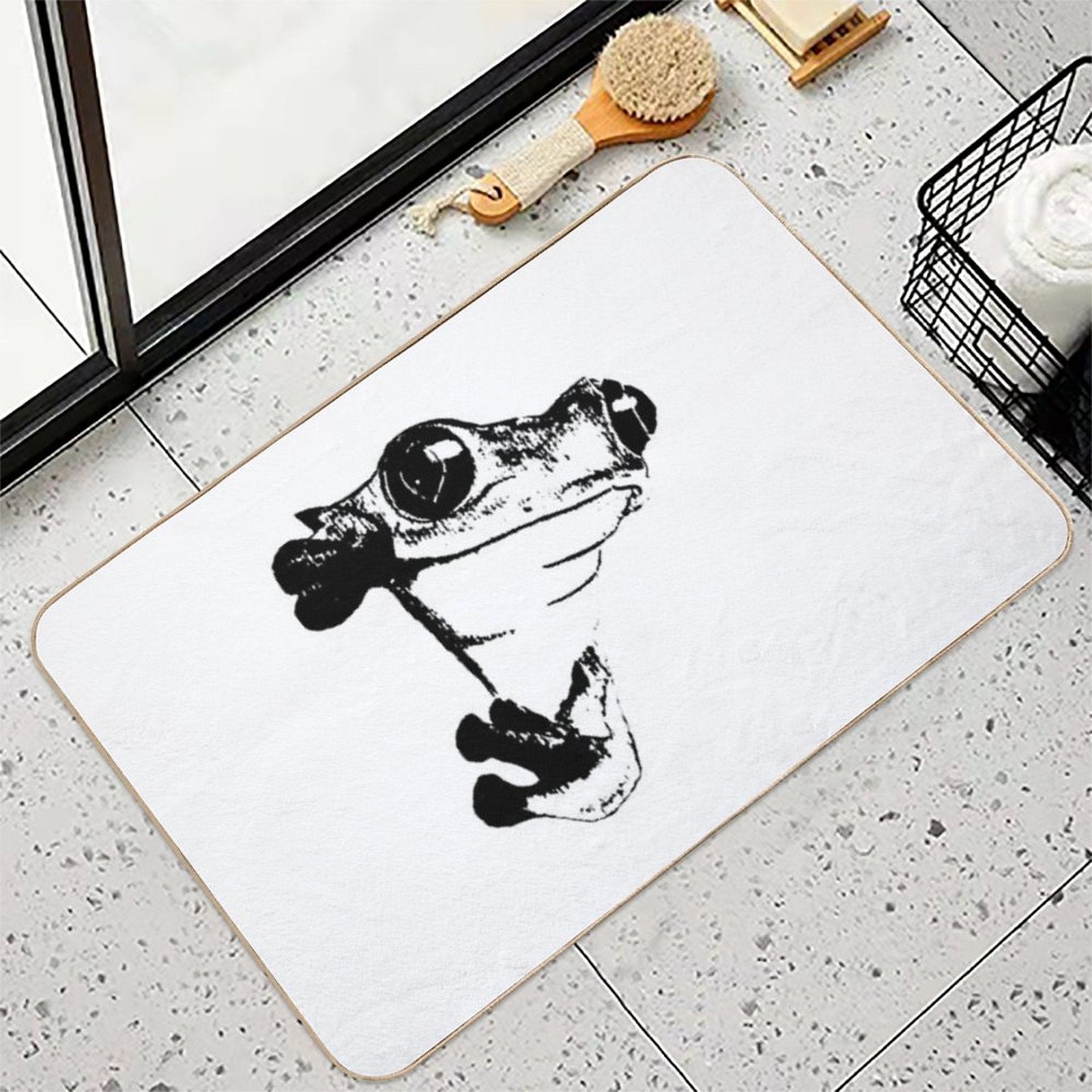 Green And Red Frog HELLO V5  Versatile Bath Mat