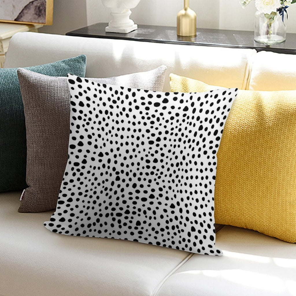 Modern Black And White Hand Drawn Polka Dots Soft Fade-Resistant Throw Pillow