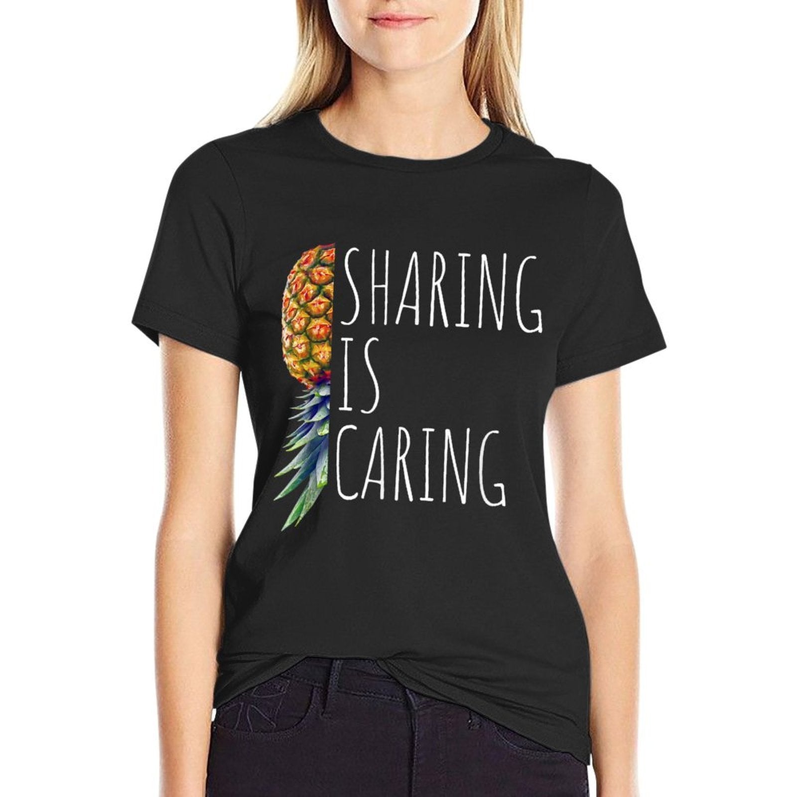 Funny Sharing Is Caring Upside Down Pineapple Swinger  Eco-friendly Material T-Shirt