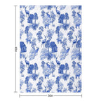 Elegant Vintage Blue Toile Deer in Woodland Travel-friendly Throw Blanket