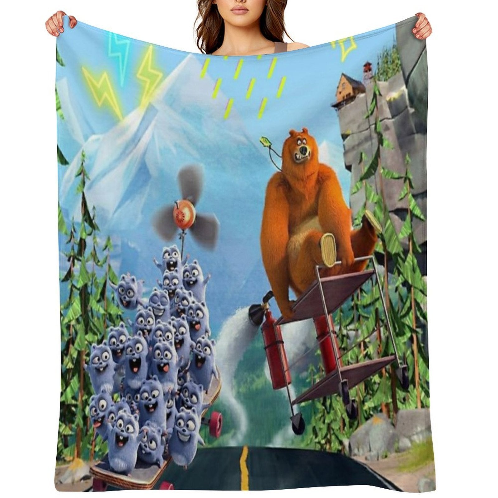 Funny Grizzy And The Lemmings,movies for Kids Gift-ready Throw Blanket