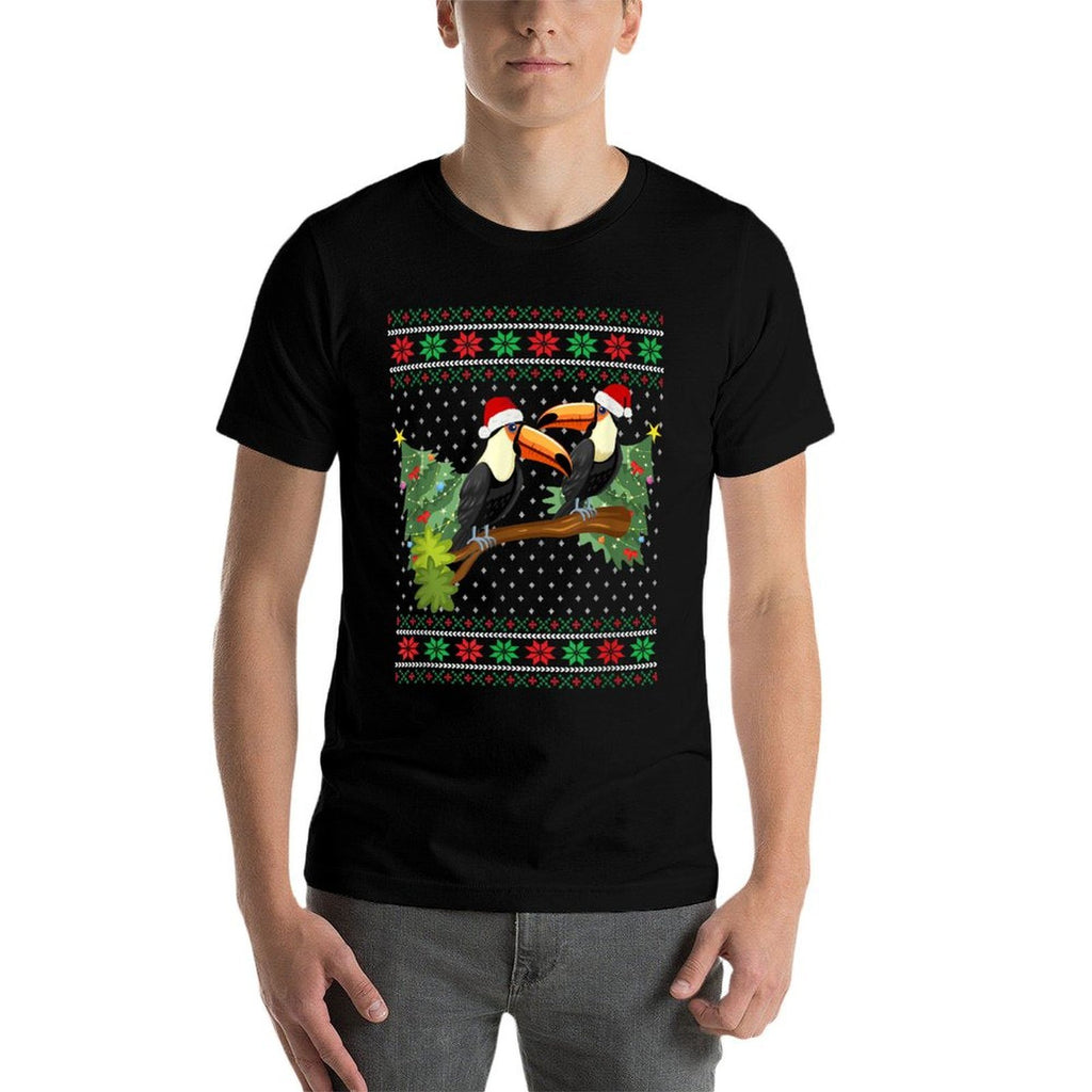Toucan Xmas - Ugly Toucan Bird Christmas  Ribbed Collar T-Shirt