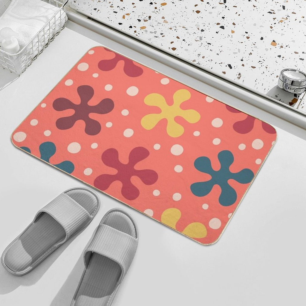 Pretty Mid Century Modern Floral Pattern 849  Odorless Bath Mat