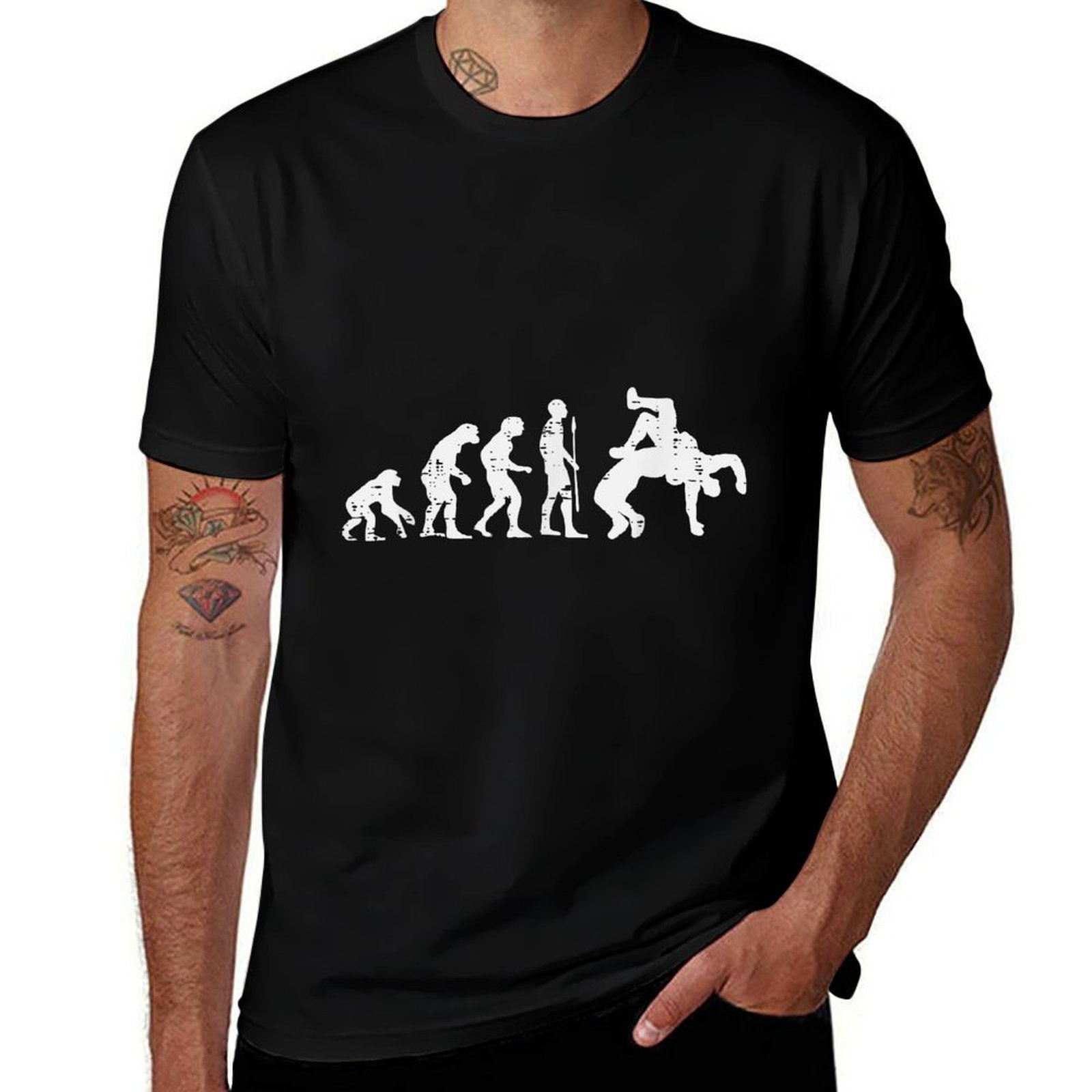 Wrestling Evolution Funny Wrestler Men Boys Kids Women Youth  Wrinkle-resistant T-Shirt