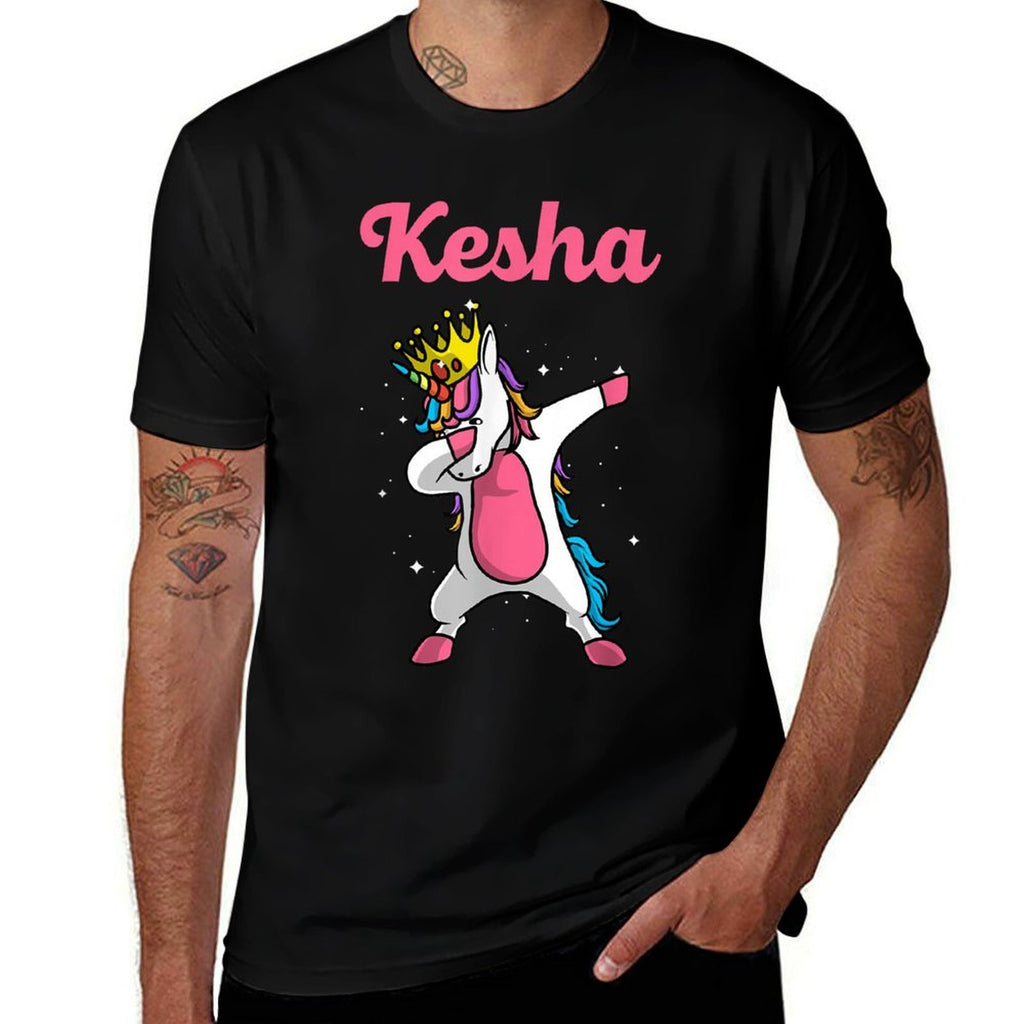 KESHA Name Personalized Birthday Dabbing Unicorn Queen  Graphic-printed T-Shirt
