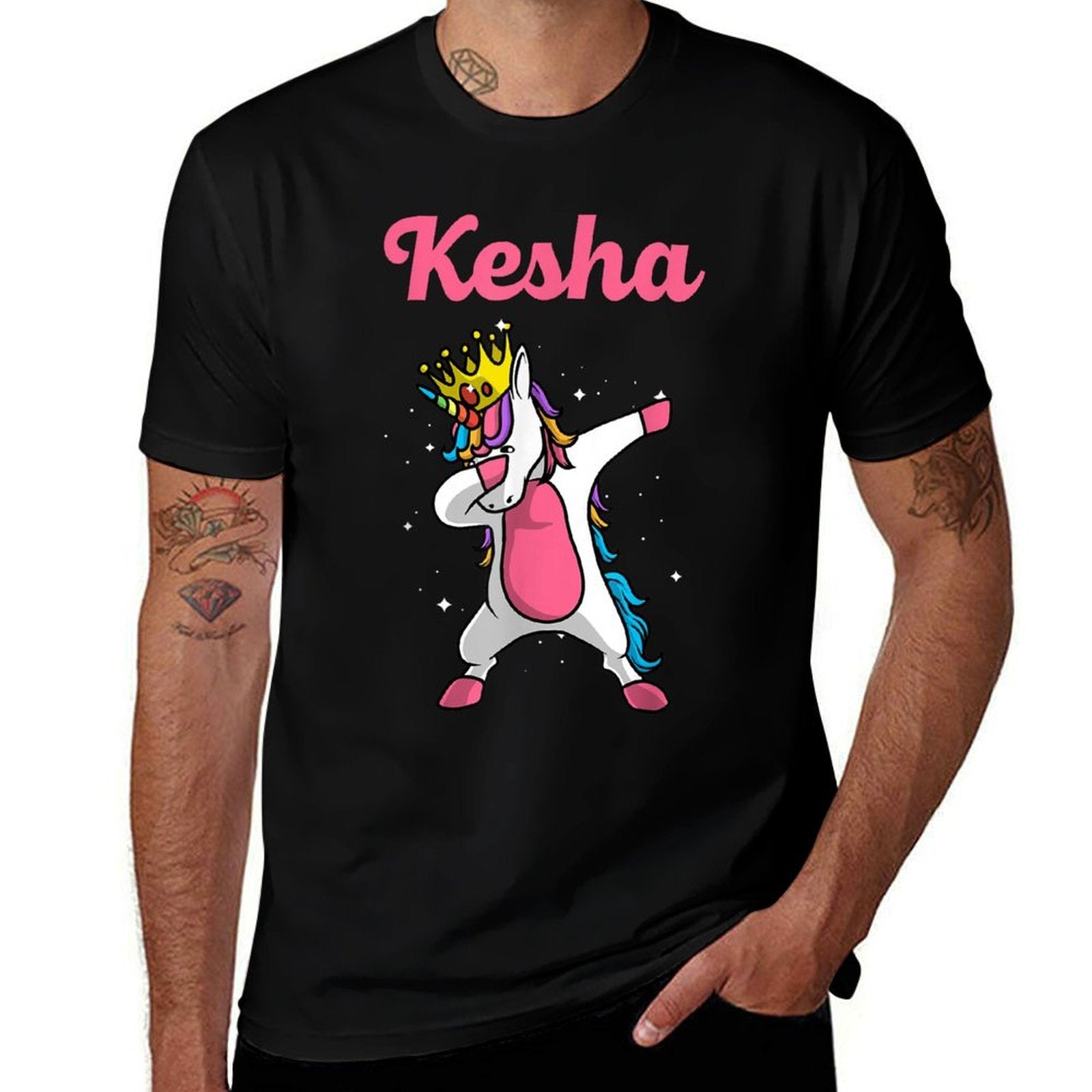 KESHA Name Personalized Birthday Dabbing Unicorn Queen  Graphic-printed T-Shirt
